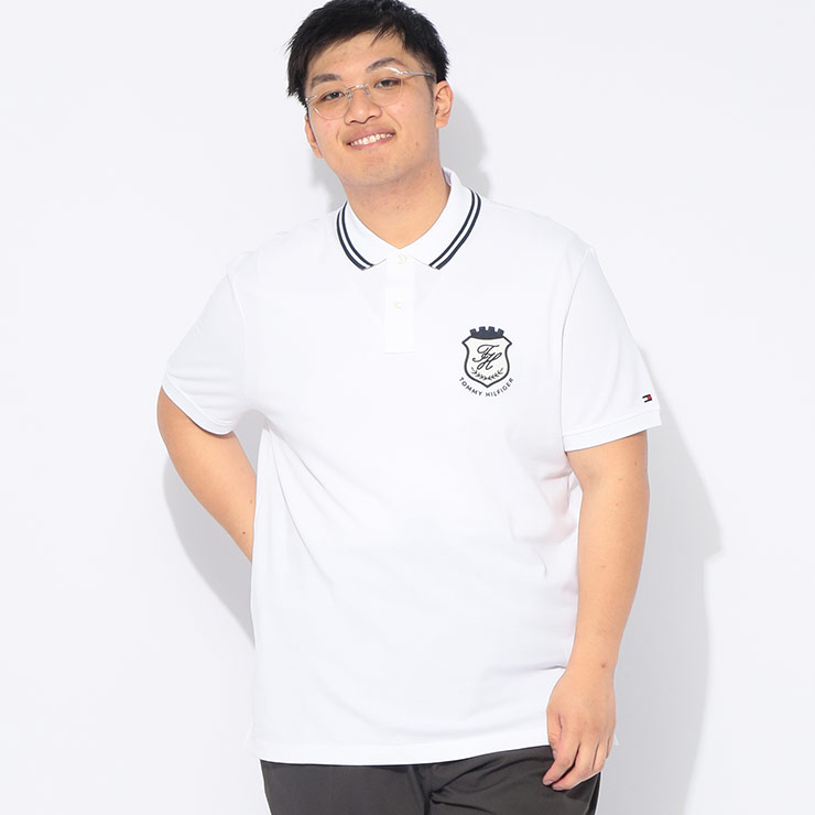 乐天商城 - TOMMY HILFIGER (トミーヒルフィガー) ポロシャツ 半袖 メンズ 大きいサイズ 胸ロゴ 衿ライン シャツ PIQUE BADGE REG POLO MW0MW43061D22 トップス ワッペン コットン 春 夏