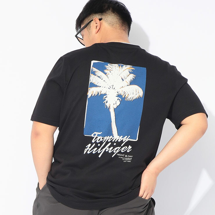 乐天商城 - TOMMY HILFIGER (トミーヒルフィガー) Tシャツ 半袖 メンズ 大きいサイズ グラフィックフォト バックプリント クルーネック PALM PHOTO PRINT TEE MW0MW42386D22 トップス Tシャツ フォトT