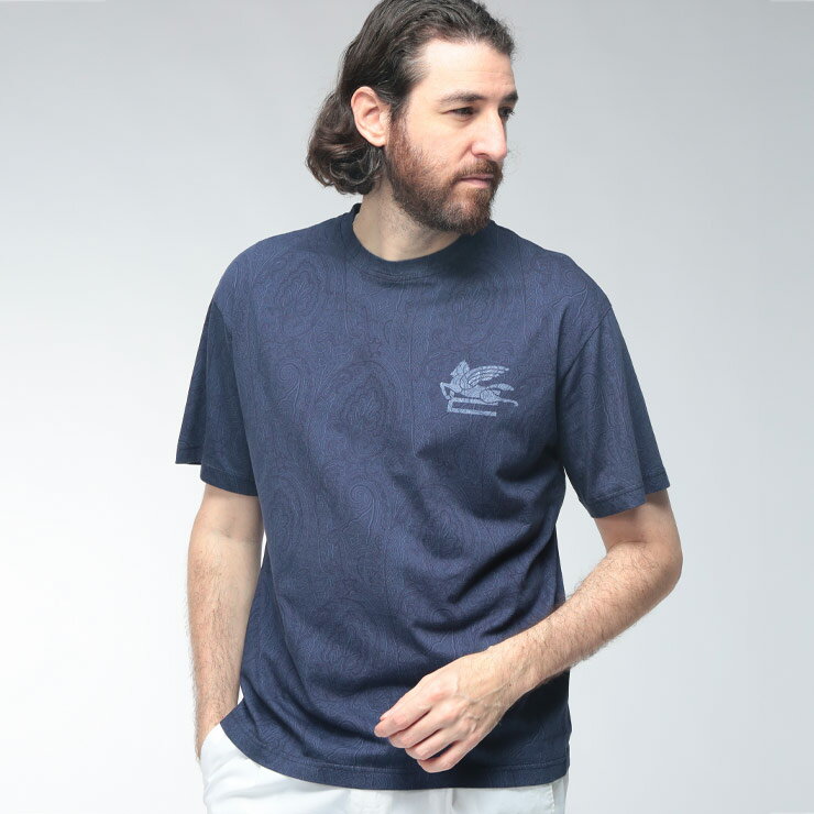 乐天商城 - エトロ ETRO メンズ Tシャツ 半袖 ペイズリー柄 ワンポイントプリント ETMA0004AKG49 ブランド トップス クルーネック 春 夏