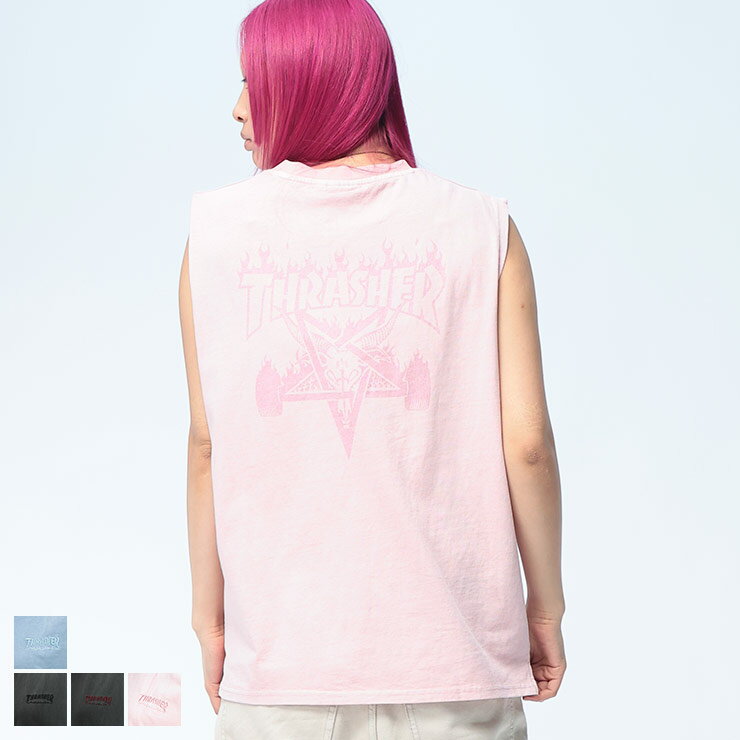 THRASHER (スラッシャー) ノースリーブ Tシャツ ピグメント バックプリント ユニセックス