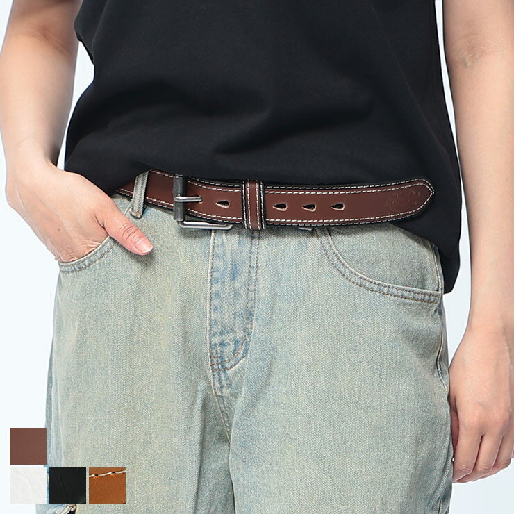 乐天商城 - Dickies (ディッキーズ) 40mm ローラーバックル ステッチ ベルト 無地 合成皮革 ベルト ユニセックス