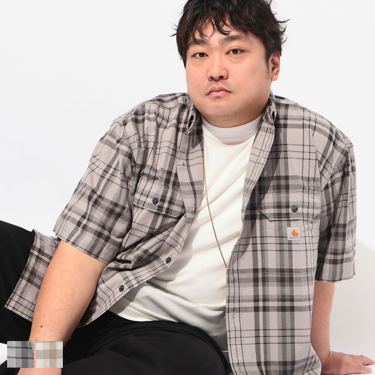 乐天商城 - Carhartt (カーハート) シャツ 半袖 107273D22メンズ 大きいサイズ チェック ボタンダウン ワークシャツ トップス ポケット カジュアル 春 夏