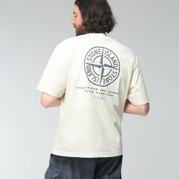 乐天商城 - ストーンアイランド STONE ISLAND メンズ Tシャツ 半袖 SI2100002S0365バックプリント クルーネック コットンジャージー WHIRLWIND TYPE PRINT ブランド トップス 春 夏