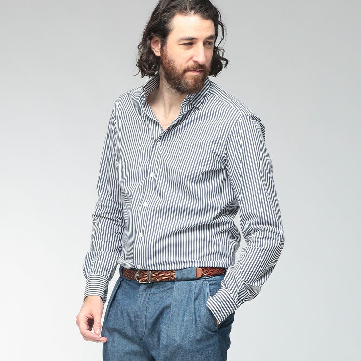 バルバ BARBA メンズ シャツ 長袖 BARNSFR2P154087ストライプ フライボタンダウン ストレッチ ブランド トップス カジュアルシャツ 春 夏 sale_1_c