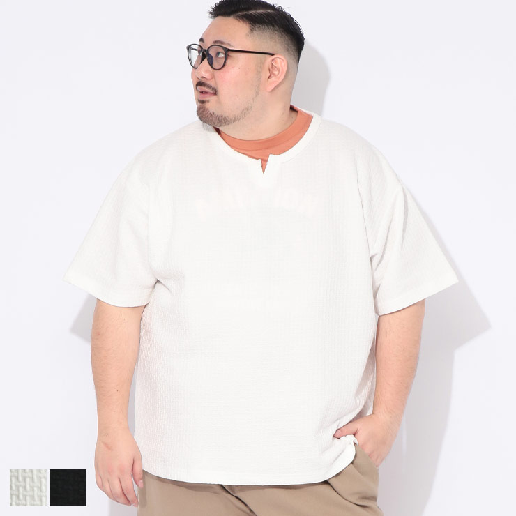 樂天商城 - B＆T CLUB (ビーアンドティークラブ) Tシャツ 半袖 6648411Xメンズ 大きいサイズ 幾何学ジャガード キーネック カットソー トップス デザイン おしゃれ 春 夏