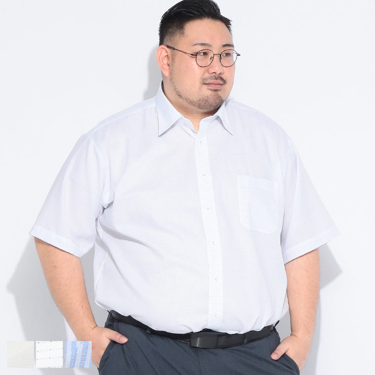 樂天商城 - SEA BREEZE (シーブリーズ) ワイシャツ 半袖 EHCB65Rメンズ 大きいサイズ 接触冷感 形態安定 吸水速乾 セミワイドカラー Yシャツ RELAXBODY トップス ビジネス シャツ クールビズ 春 夏