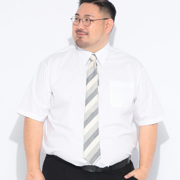 樂天商城 - B＆T CLUB (ビーアンドティークラブ) ワイシャツ 半袖 BTSWPURメンズ 大きいサイズ ストレッチ 形態安定 無地 セミワイドカラー Yシャツ RELAXBODY トップス ビジネス シャツ クールビズ 冠婚葬祭 春 夏