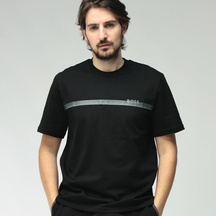 樂天商城 - ヒューゴボス HUGO BOSS メンズ Tシャツ 半袖 HBU50561470コットン100％ ラインロゴ クルーネック カットソー ブランド トップス コットン プリント 春 夏
