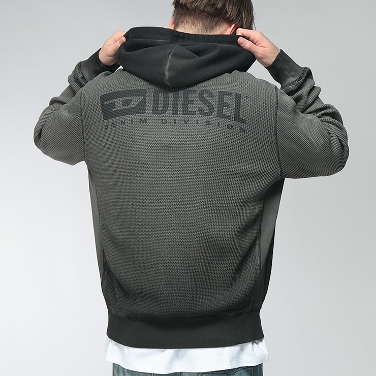 【クーポン利用で3,000円OFF】DIESEL (ディーゼル) メンズ パーカー 長袖 ニット ワッフル フルジップ DSA228040KNCJ ブランド ニットパーカー sale_1_e