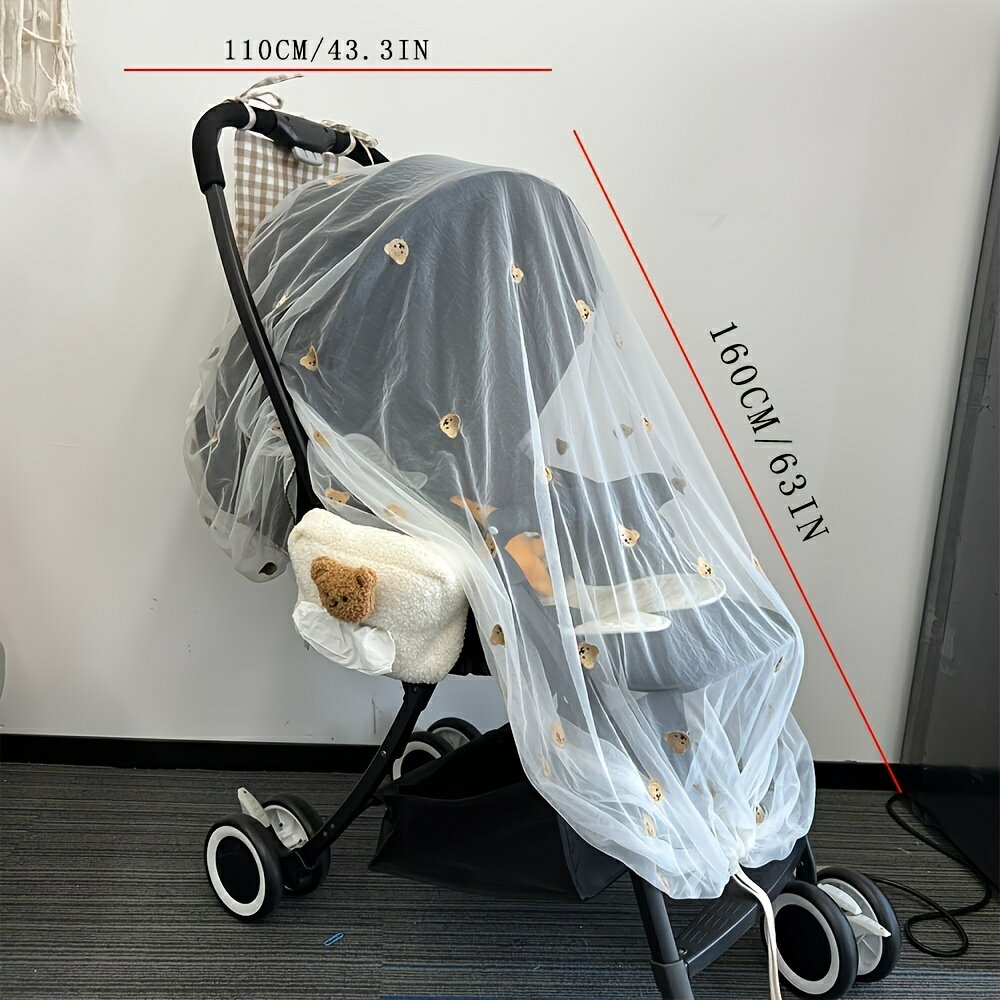 韓国スタイルベビーカーベッドネット、子供用フルカバーユニバーサルトロリーベッドネット、夏通気性レースブロック蚊カバーベビーカーアクセサリー
