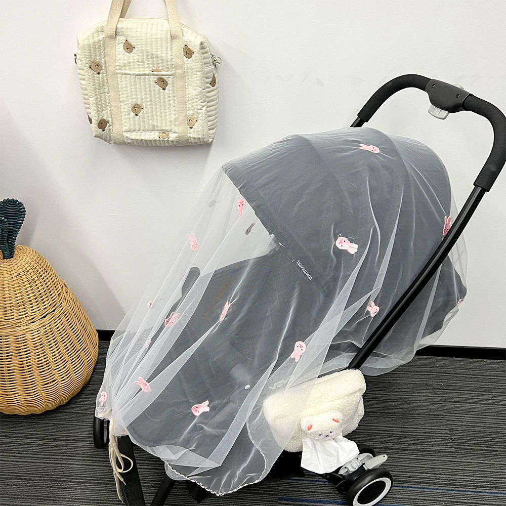 韓国スタイルベビーカーベッドネット、子供用フルカバーユニバーサルトロリーベッドネット、夏通気性レースブロック蚊カバーベビーカーアクセサリー