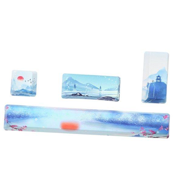 4XキーキャップセットPBT5面染料下塗りスペースバーESCエントレキーブルー