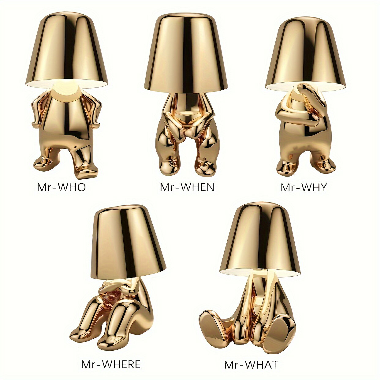 ベッドサイドタッチコントロールテーブルランプ1個、USBポート付きゴールデン装飾思想家像LEDテーブルランプ、3ウェイ調光可能なモダンなナイトライトナイトスタンドランプ、家庭用リビングルーム、オフィス棚の装飾用