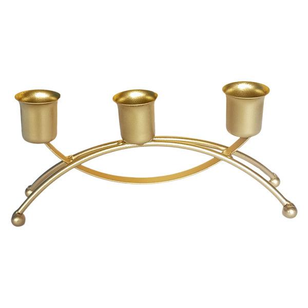 3本の腕の燭台モダンな装飾的な柱キャンドルホルダーゴールド