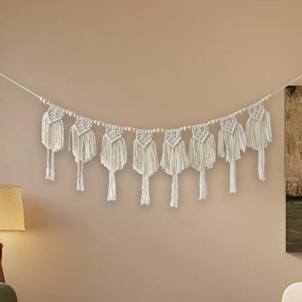 マクラメ壁掛けタペストリー 織りタペストリー シックなボヘミアン壁アート装飾、アパートの壁飾り、誕生日プレゼント