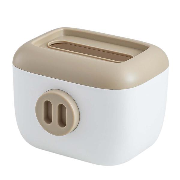 ティッシュ カバー ディスペンサー スプリング付き トイレット ペーパー オーガナイザー キッチン バニティ用 ベージュ