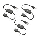 T LEDタッチインライン調光器 5V 3A USB コードタクトスイッチコントローラー 単色発光ダイオードストリップライト用 ブラック 3個