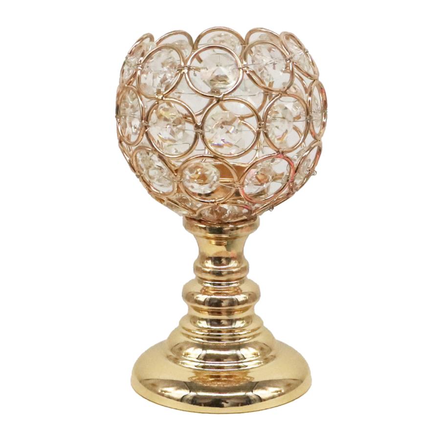 クリスタル奉納燭台キャンドルホルダーウェディングイベント8.5x14.5cmゴールデン