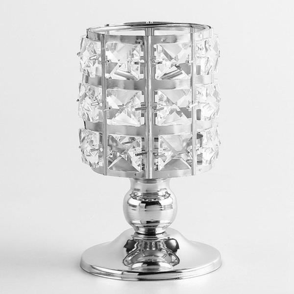 クリスタルキャンドルホルダー燭台パーティーセンターピース燭台家の装飾Sシルバー