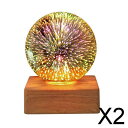 2xUパワードLED3D花火ガラスボールナイトライトホリデーデコレーション花火