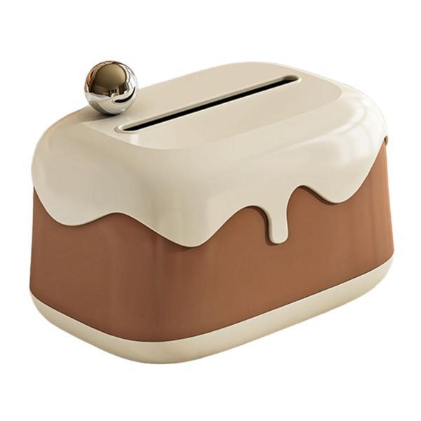 ティッシュボックスカバー ディナーテーブル ホームデコレーション 寝室 装飾ティッシュディスペンサー ブラウン [2]