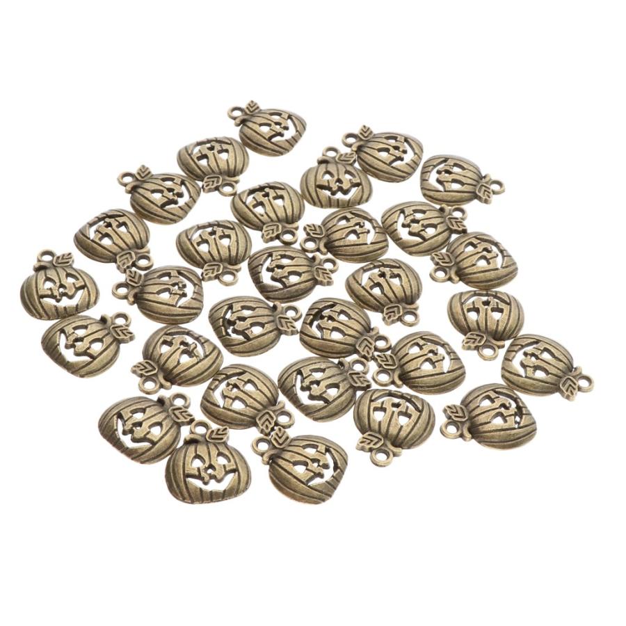 50個 カボチャの形 ペンダント チャーム ビーズ ハロウィーン アクセサリー 全2色 - ブロンズ