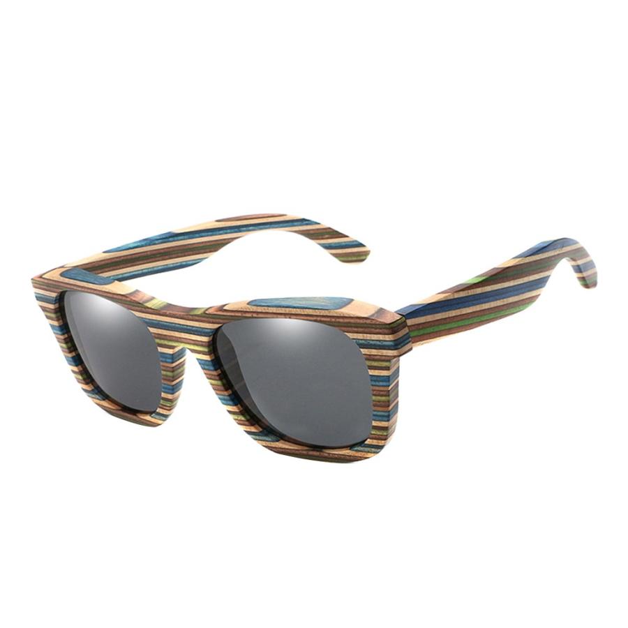 偏光サングラス ファッション UV保護 ウッド 旅行 日常用 ユニセック スポーツサングラス 全4色 - グレー