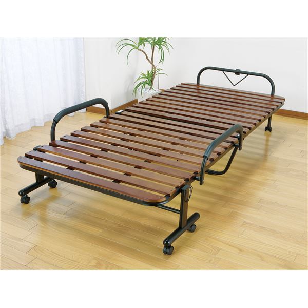 天然木すのこ折りたたみベッドセミダブル