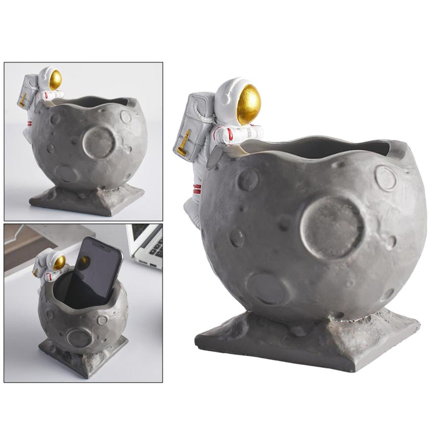 樹脂宇宙飛行士の彫像ペンホルダー鉛筆カップデスクトップ置物ギフトボウル