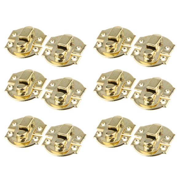 12個のアンティークバックル合金ボックスバックル木製ボックスロッククラフトハードウェア黄色