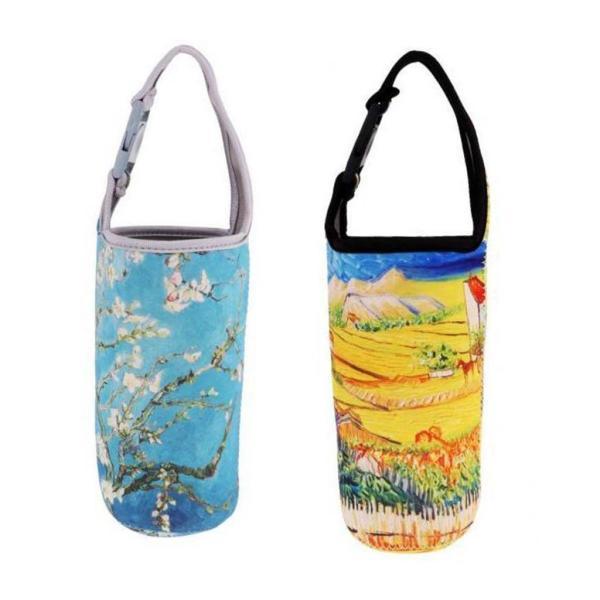 タンブラー キャリー ホルダー ポーチ アウトドア 断熱マグ ブルーフラワーフィールド