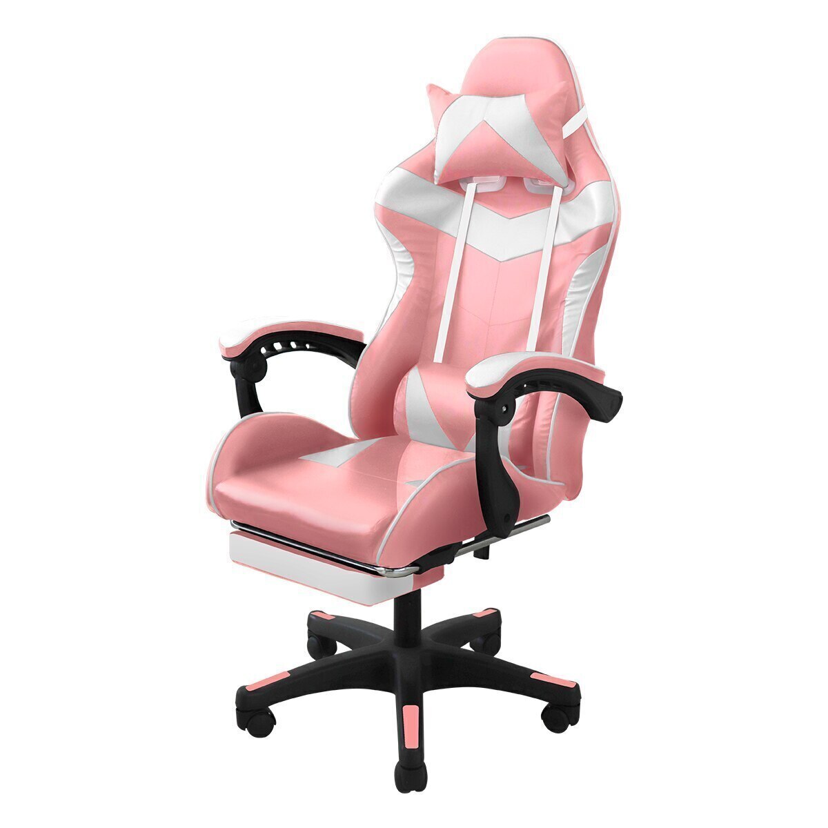 ゲーミングチェア 座椅子 ピンク 白 オフィスチェア リクライニング オットマン付き 通気性 フットレスト 肘掛け かわいい レディース メンズ 子供