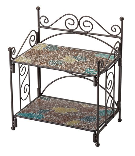 イシグロ折りたたみ式2段シェルフ ブラウン 50195