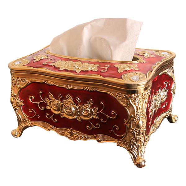 ホテルバー用の装飾ティッシュボックスホルダー素朴なアクリルヨーロピアンスタイルゴールドレッド