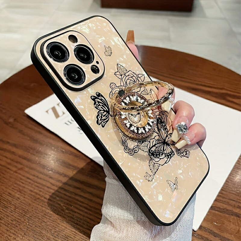 ラインストーンフィンガーリングホルダー電話ケース IPhone 15 14 13 12 11 X XR XS 8 7 Mini Plus Pro Max SE用、イースターの日、クリスマス、ハロウィンデコ/誕生日、ガールフレンド、ボーイフレンド、友達や自分へのギフトに。