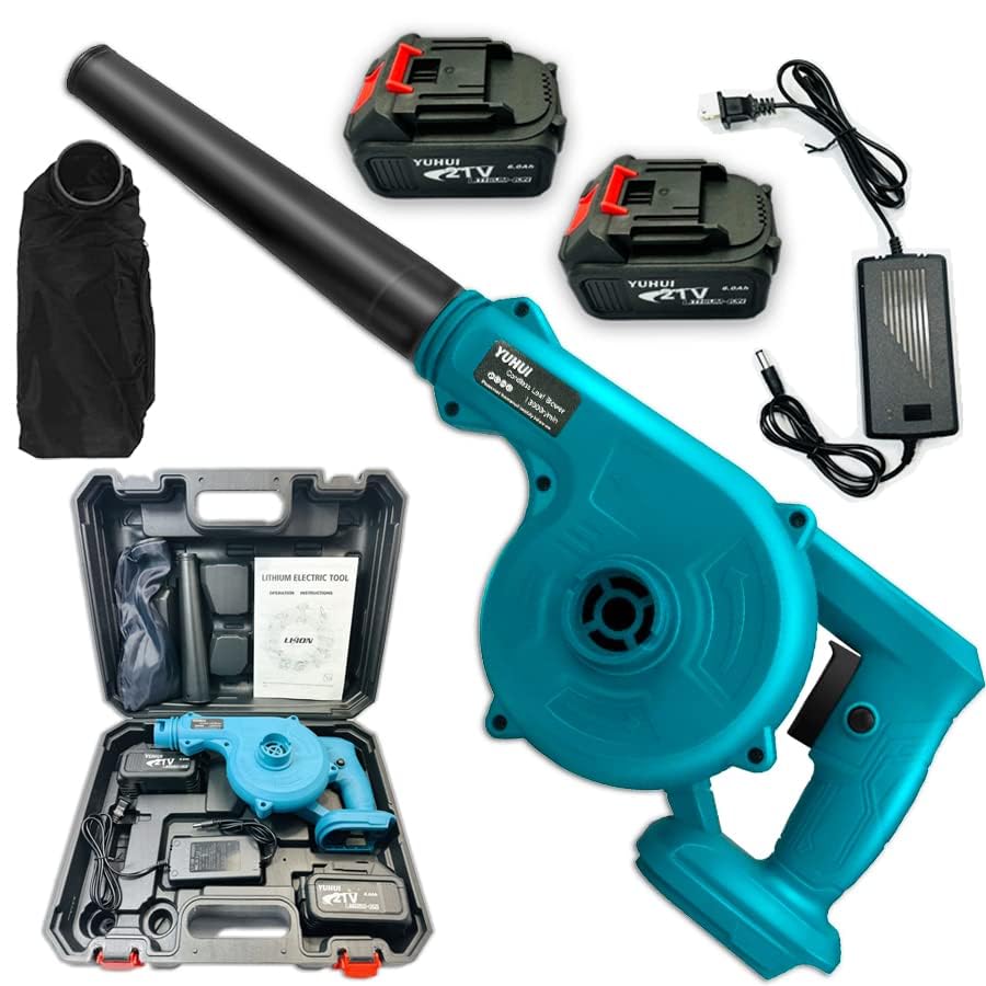 ブロワー 充電式 ブロワー マキタ 18Vバッテリー併用 21V/18V/14.4Vマキタ バッテリー互換 大効率21Vバッテリー2個＆充電器 セット コードレスブロワー トリガー風量調整 コードレス 一台二役 集塵 掃除機 電動工具 洗車 庭掃除