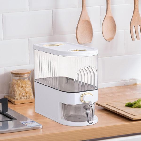 密閉式防湿米びつ保存箱 穀物乾物用 家庭用 ホワイト S