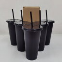 5個 24オンス 再利用可能なプラスチックカップ ストローと蓋付き 耐久性のあるウォーターカップ タンブラー アイスコーヒー ストローカップ 大型ウォーターボトル トラベルマグ サマーパーティー バルクコールド 大人用 ハロウィンパーティー 誕生日 クリスマスギフトに最適