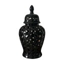 ジンジャー ジャー セラミック 花瓶 彫刻 格子 ピアス 19インチ テンプル ジャー 花瓶 収納 ジャー ホーム カウンタートップ ウェデ