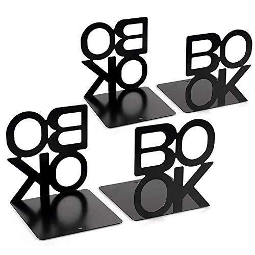 2ペアメタルブックエンドブックエンドレターパターン棚用ブックエンドオフィス装飾、本用滑り止めブッ..