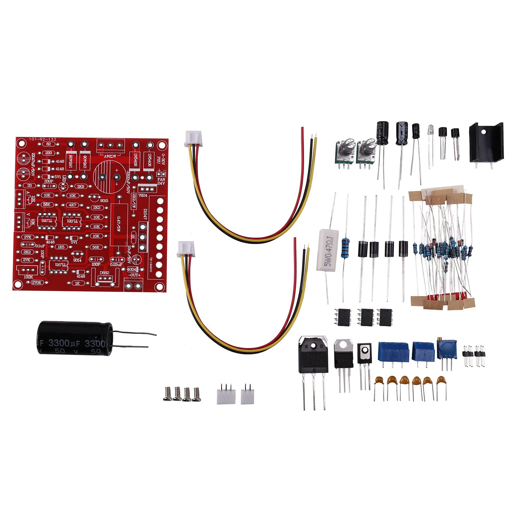 0-30V 2mA-3A調整可能DC安定化電源DIYキット ショート保護付き