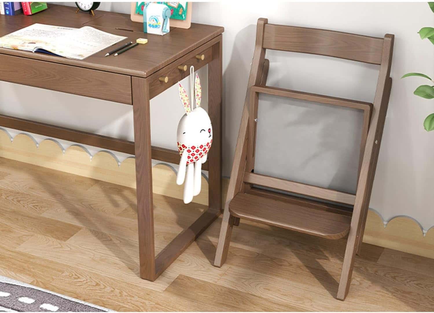 折りたたみ式木製ダイニングチェア 子供用昇降機能付き 介護用コンパクト 収納省スペース クッション付..