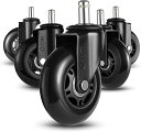 オフィスチェア交換用イスキャスター 76mm 3インチ 360度回転 適応穴直径 10mm 5個セット( ブラック)(3)