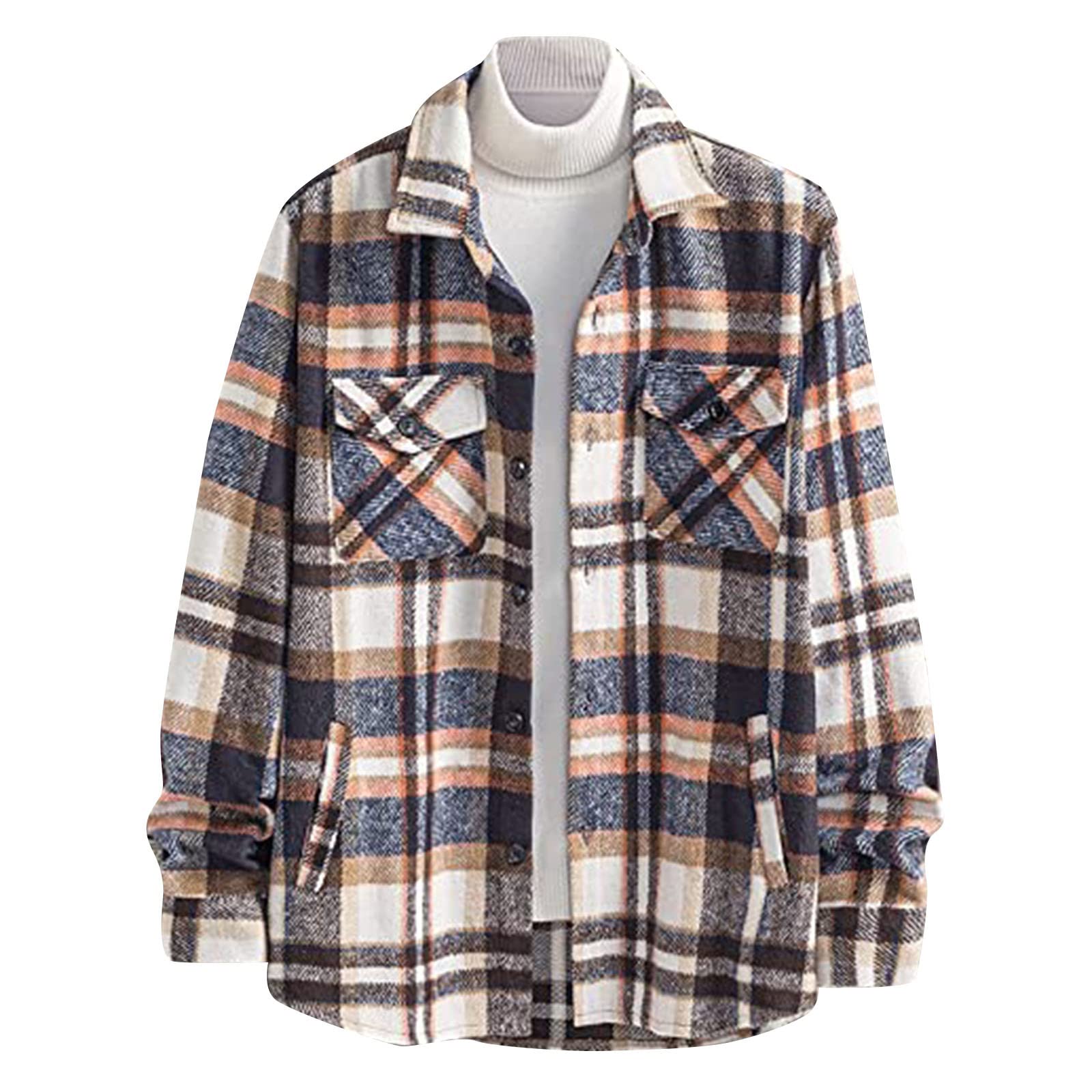 トラペルサンディングチェック柄長袖シャツジャケットトップ メンズ ジャケット 保温服 メンズ コート 外套 作業服 ウィンドブレーカー 厚手 ジャケット トレンチコート 綿の服ですカジュアル おしゃれ 大きいサイズ 登山 スキー 防風 防寒 通勤 通学 A-15