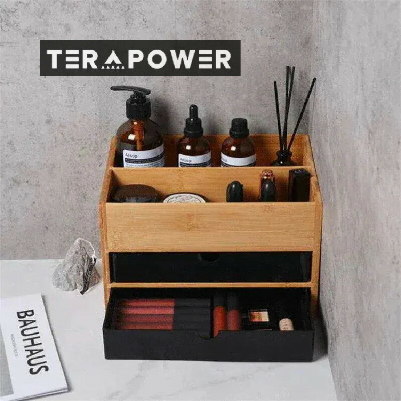 スタイル 収納ボックス 竹 スキンケア用品 化粧品 引き出し 卓上 仕切り付き ジュエリー アロマテラピ..