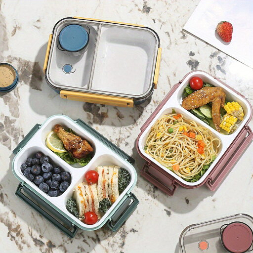 長方形の弁当箱、密封蓋付き、1個 - リーク防止、電子レンジ対応、手洗いのみ可能、プラスチック製 - オフィスランチ用の便利な携帯用ソース容器 長方形の弁当箱、密封蓋付き、1個 - リーク防止、電子レンジ対応、手洗いのみ可能、プラスチック製 - オフィスランチ用の便利な携帯用ソース容器