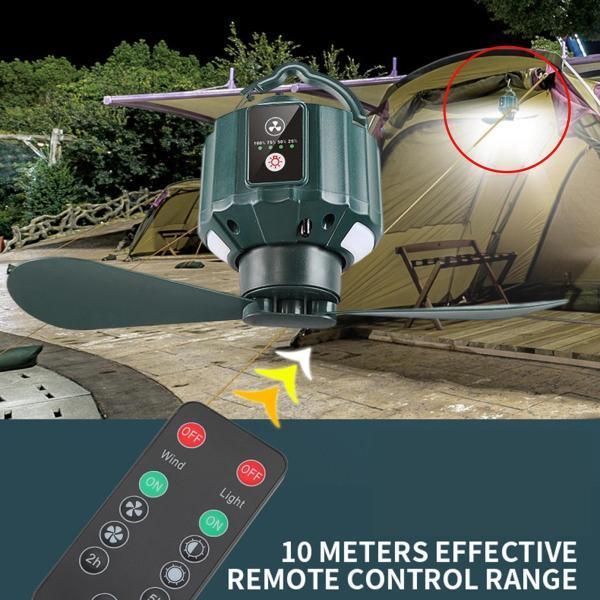 Terapowerのリモコン付きハンギングフック付きLEDランタン折りたたみ式ポータブルキャンプファン｜アングル3