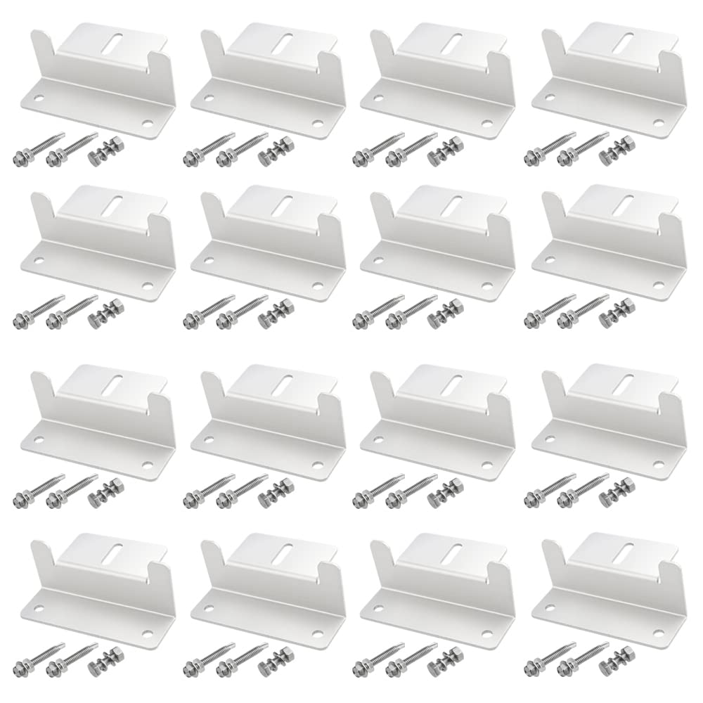 16個セットソーラーパネル 取り付け金具 ソーラーパネル固定用マウント Z ブラケット アルミニウム合金 端部固定金具 太陽電池パネル用、RV ボート 屋根 壁 ドに適した