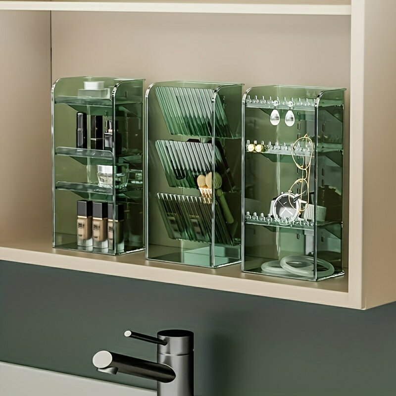 1pc 多機能化粧品収納ボックス、透明デスクトップ口紅眉毛ペンシルボックス、大容量ジュエリーボックス..