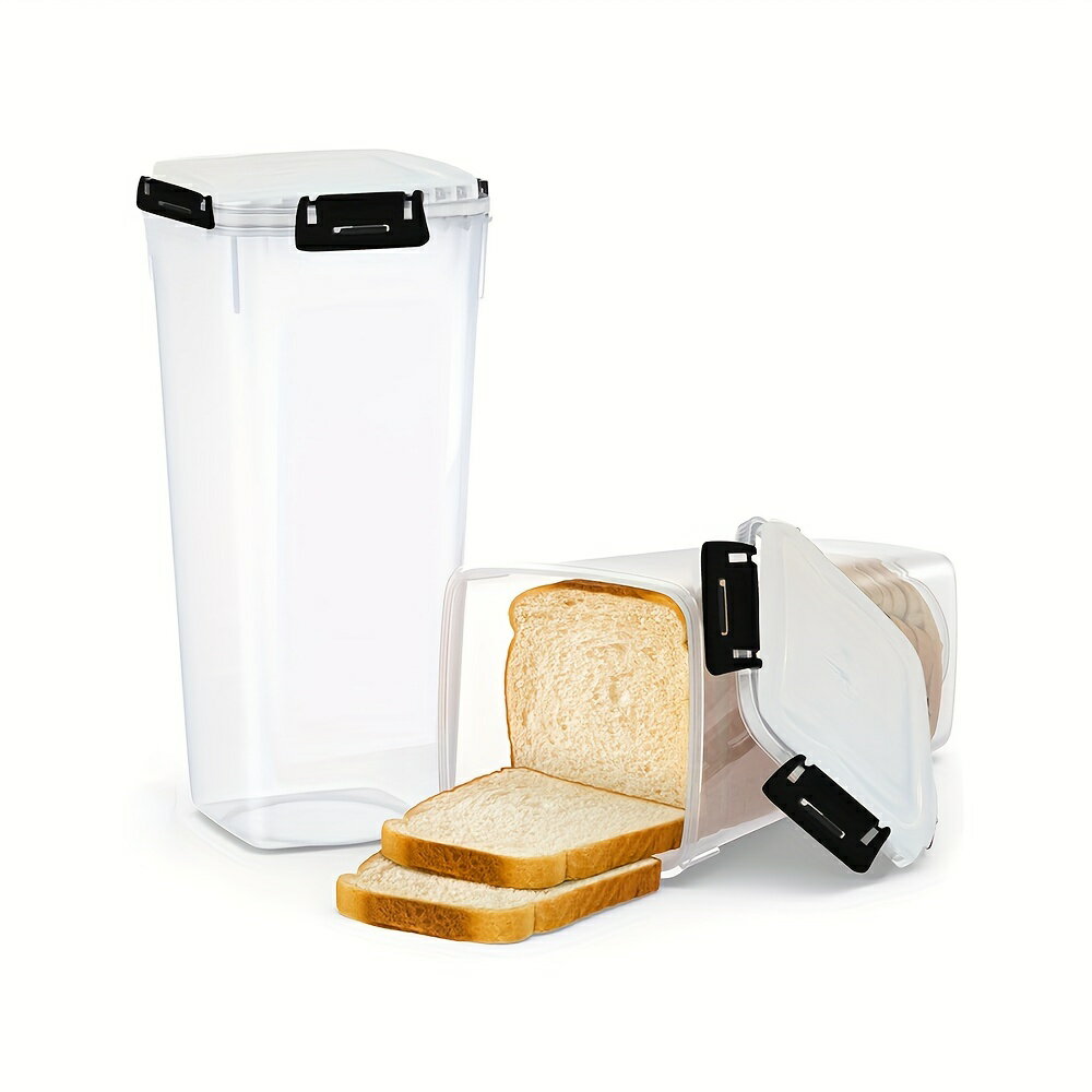 1pcのストレージコンテナー、大容量の透明な食品保存箱、蓋付き、携帯性があり、漏れ防止の食品密閉箱、パン、トースト、フルーツ、スナック用、キッチンオーガナイザーとストレージ、キッチンアクセサリー。